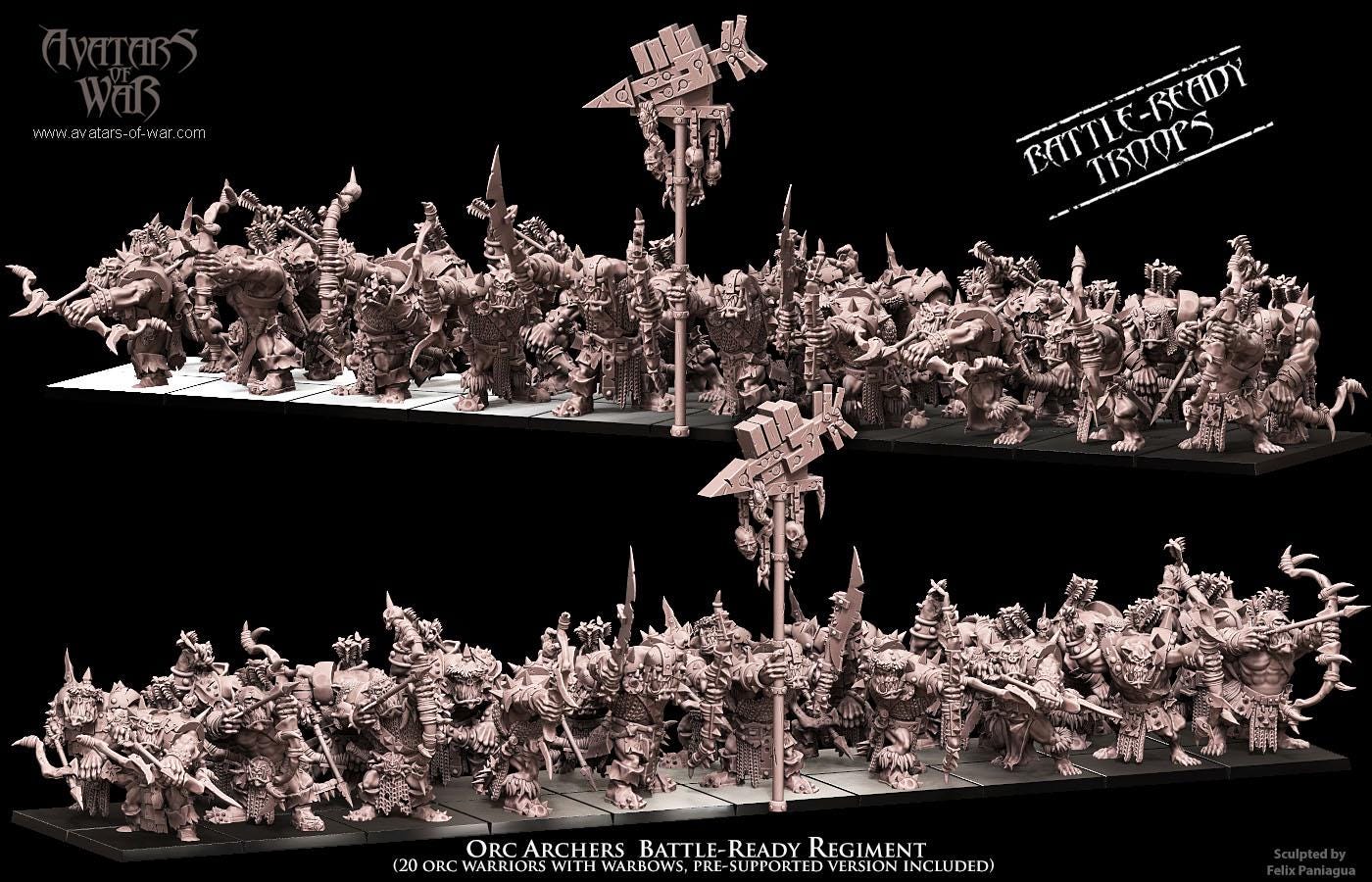 3D printed Orc Archers Regiment by Avatars of War