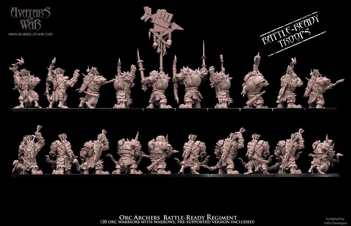3D printed Orc Archers Regiment by Avatars of War