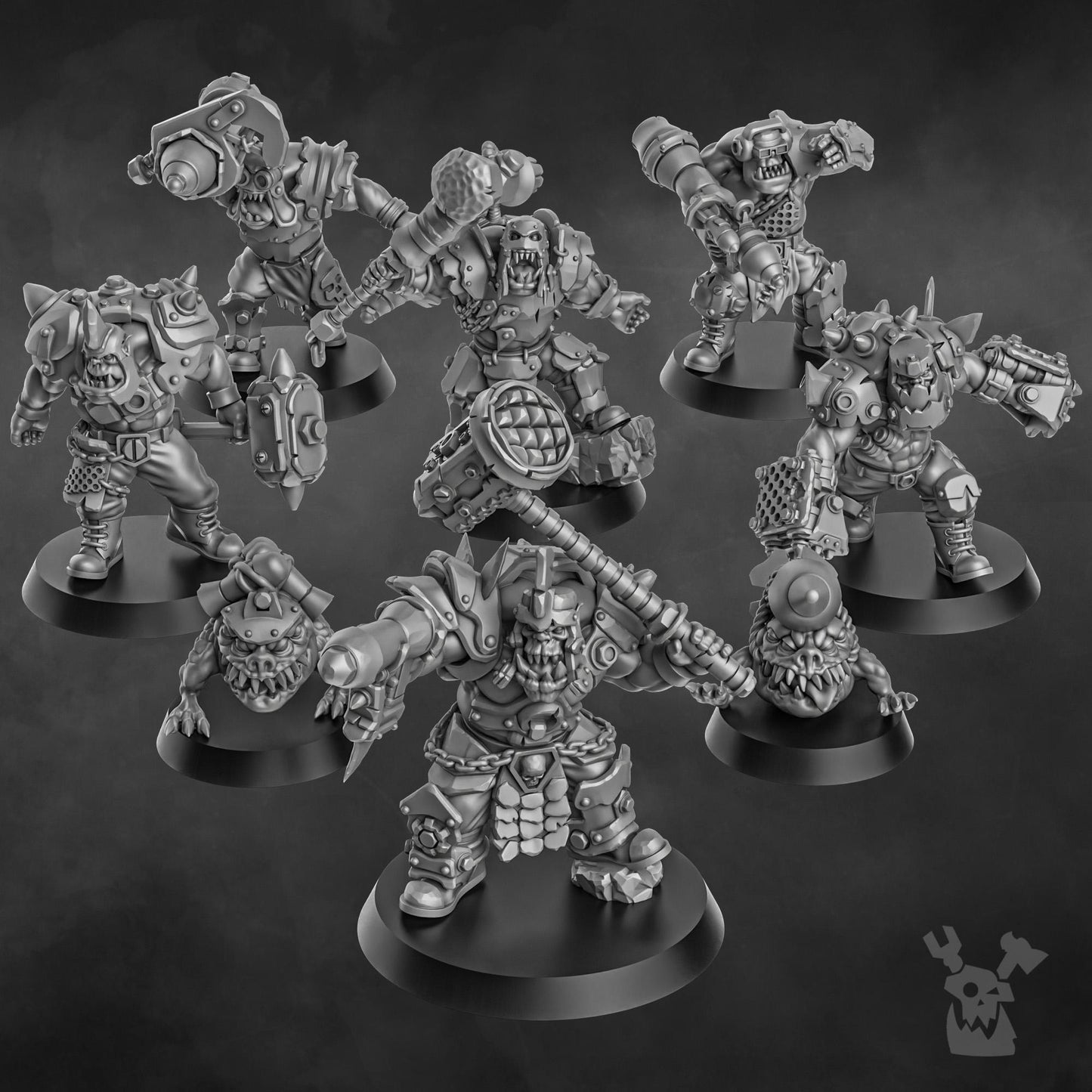 3d Printed Orc Head Crackaz Mob by DakkaDakka Miniatures