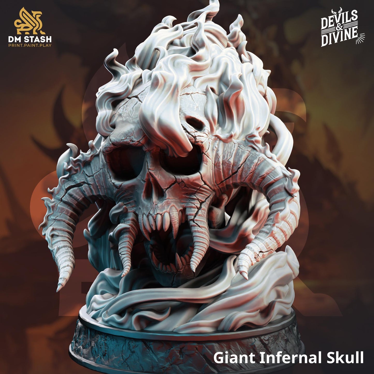 3D Printed Giant Flaming Infernal Skull by DM Stash