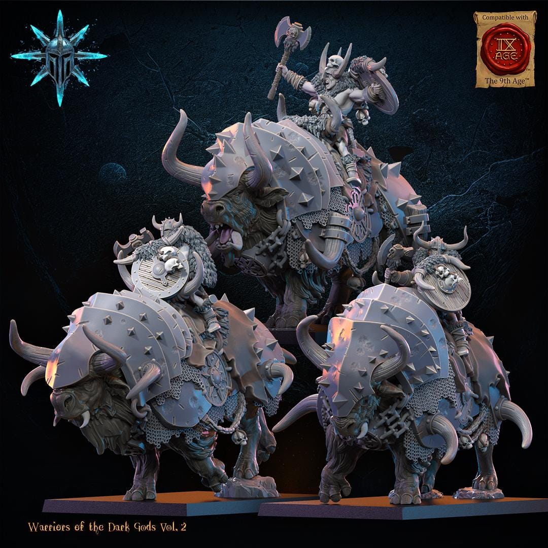 3D Printed Chaos Barbarian Riders x3 by Lost Kingdom Miniatures