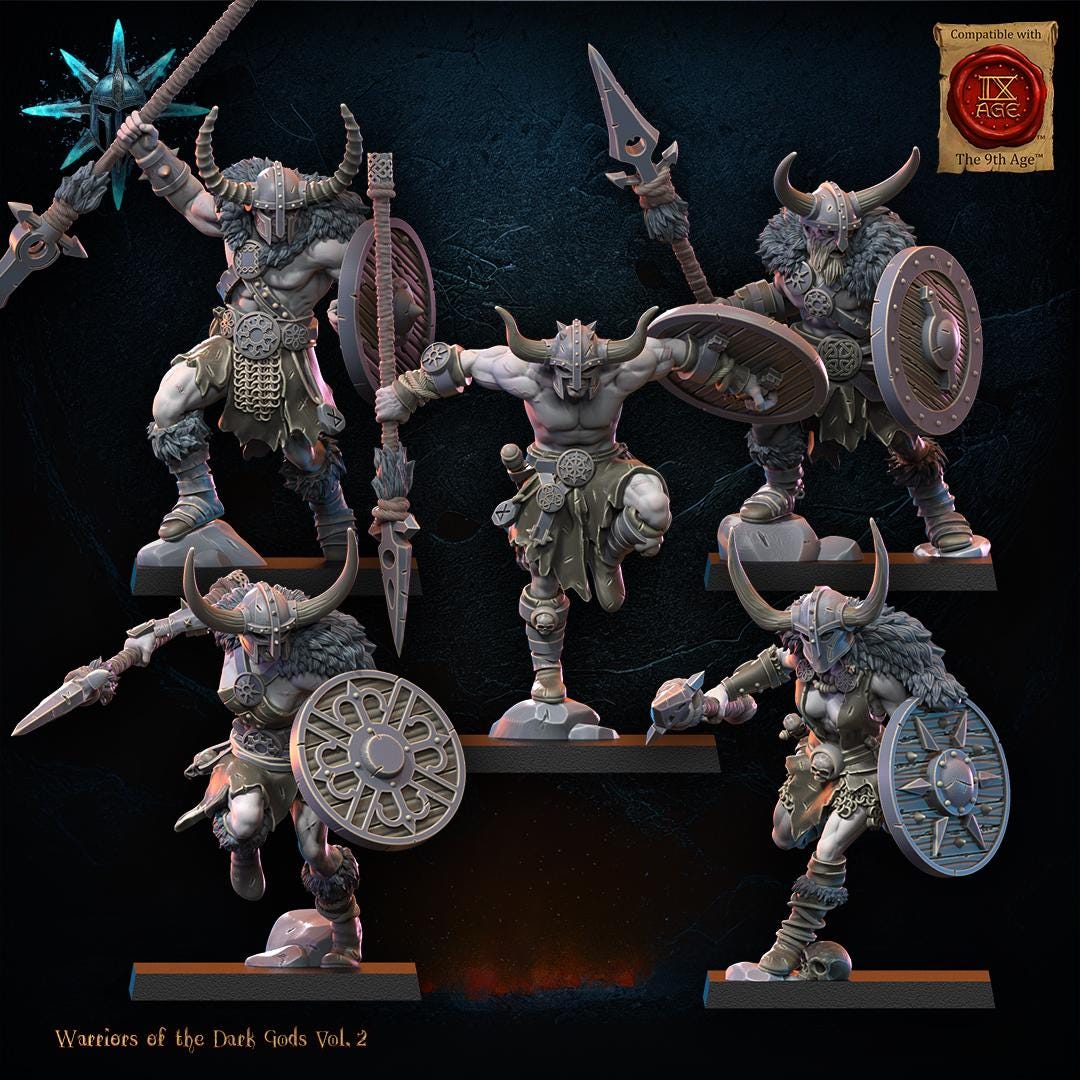 3D Printed Chaos Barbarian Regiment by Lost Kingdom Miniatures