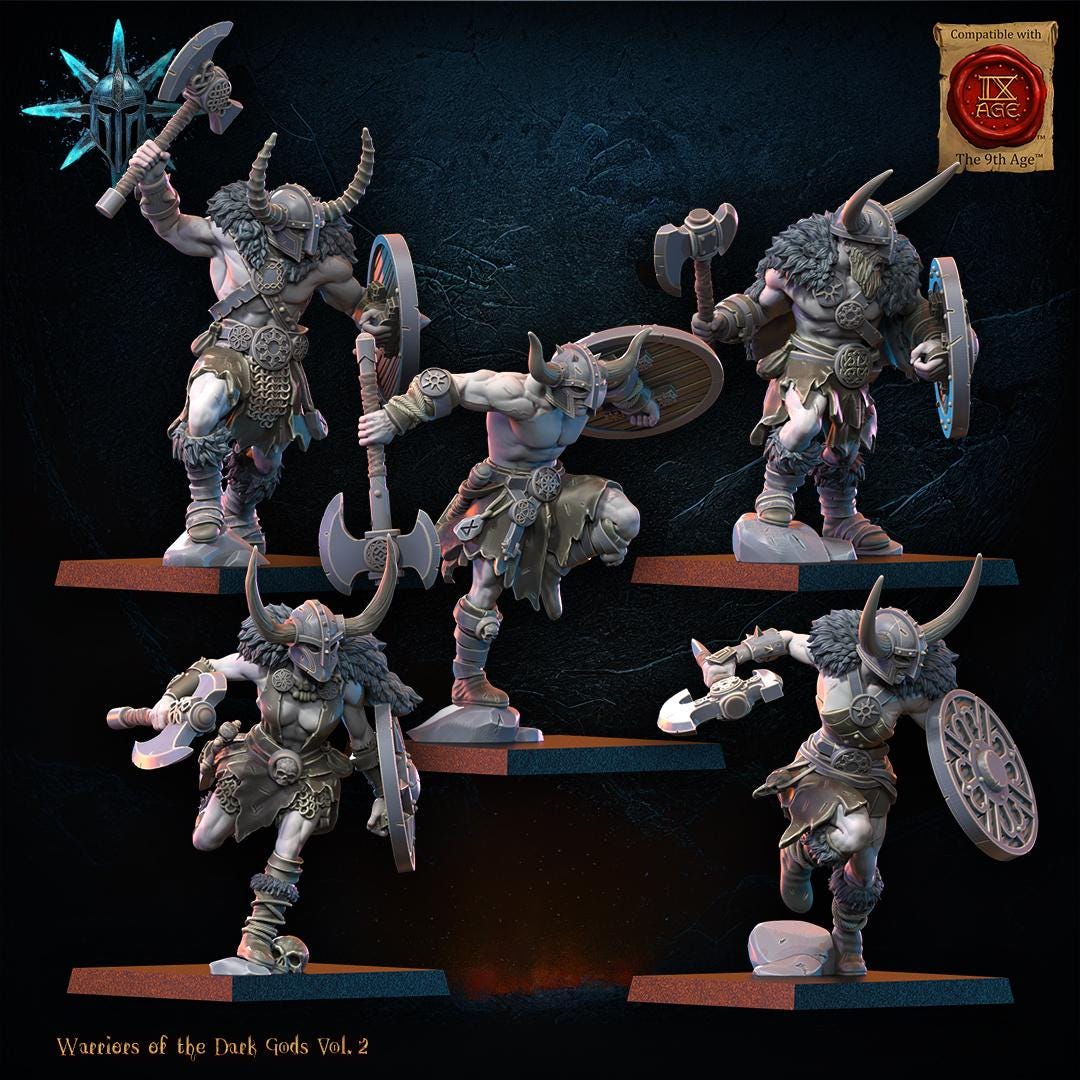3D Printed Chaos Barbarian Regiment x10 by Lost Kingdom Miniatures