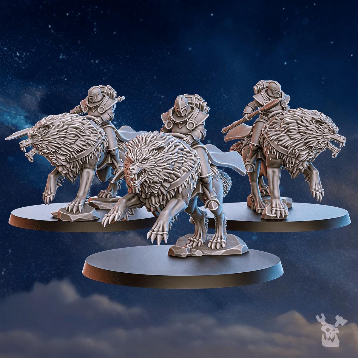 3d Printed Stormpride Sisters Wolf Riders x3 by DakkaDakka Miniatures