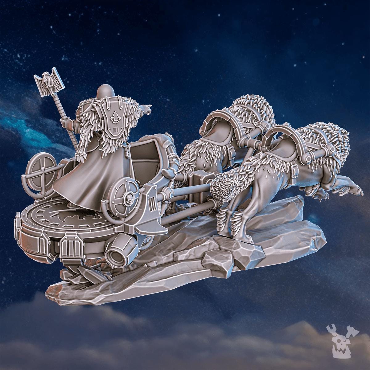 3d Printed Jarl Arna On Stormchariot by DakkaDakka Miniatures