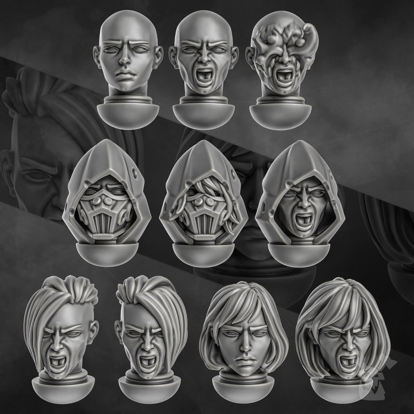 3d Printed Unholy Space Coven Heads x10 by DakkaDakka