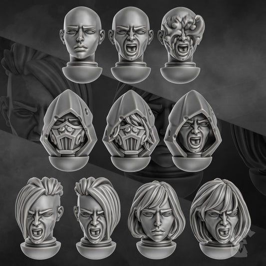 3d Printed Unholy Space Coven Heads x10 by DakkaDakka