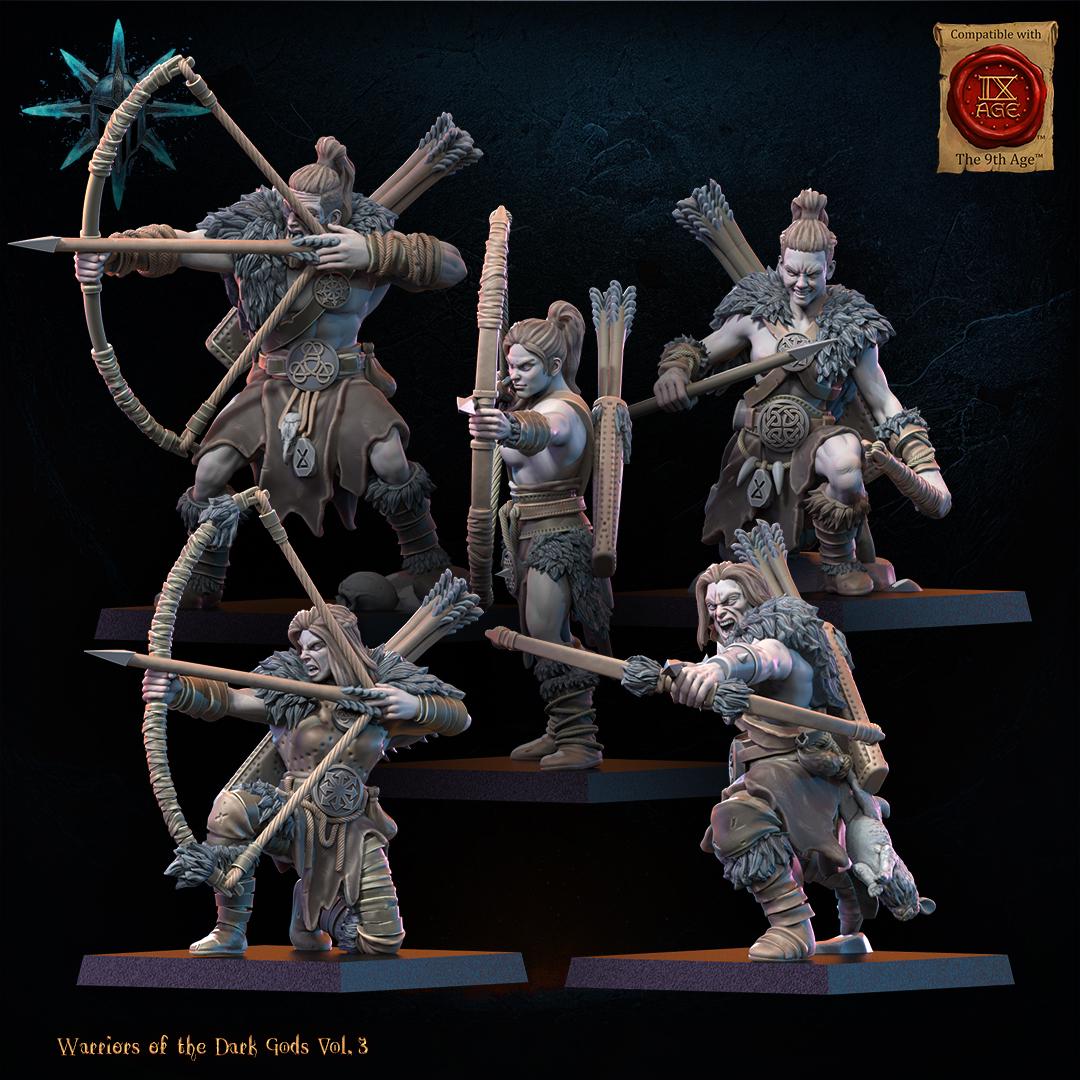 3D Printed Chaos Barbarian Bow Regiment by Lost Kingdom Miniatures