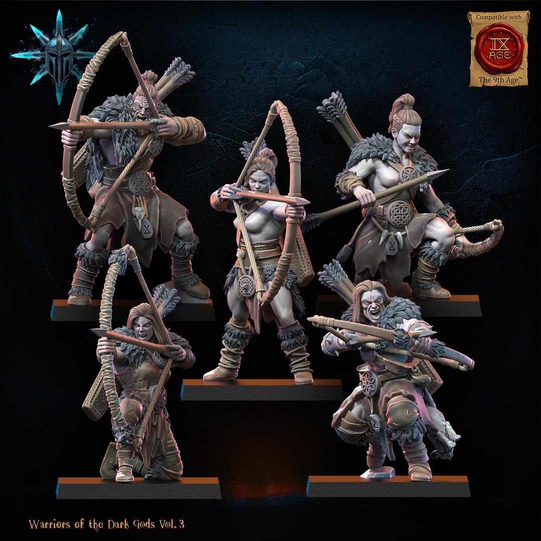 3D Printed Chaos Barbarian Bow Regiment by Lost Kingdom Miniatures