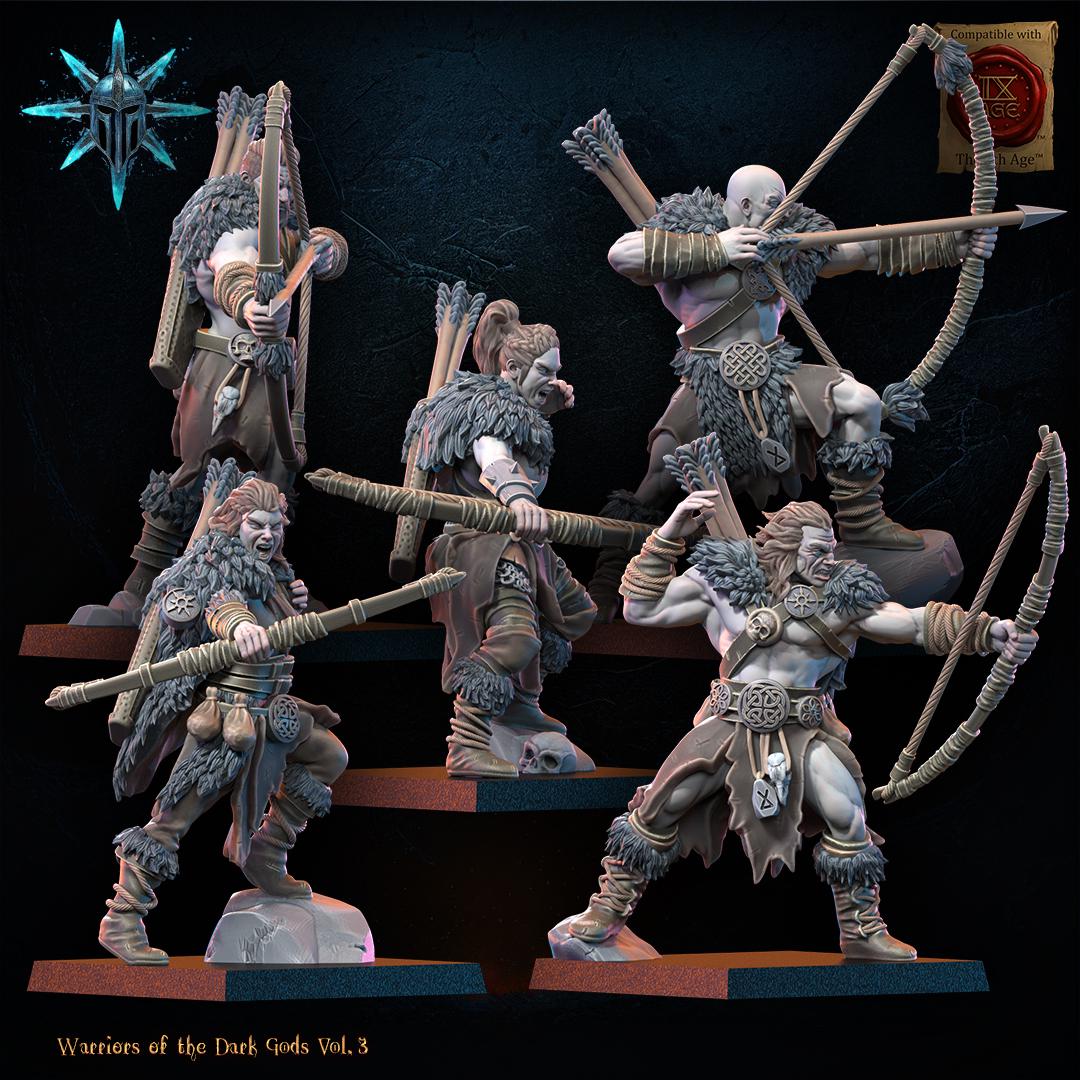 3D Printed Chaos Barbarian Bow Regiment by Lost Kingdom Miniatures