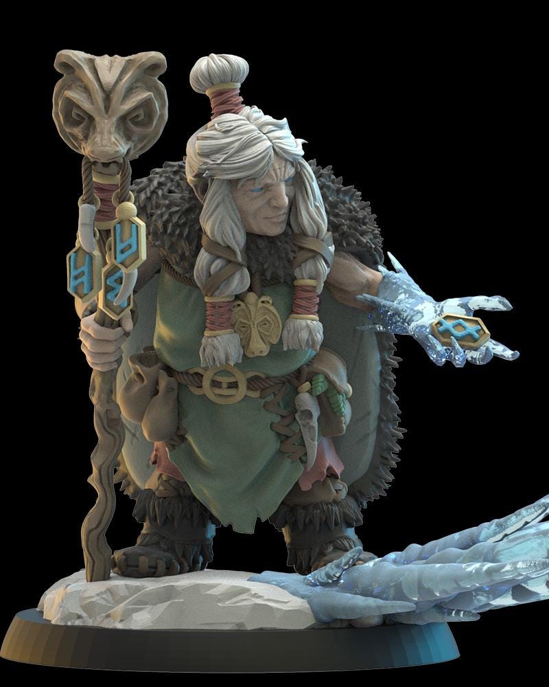 3d Printed Nanna, Dwarf Runemaster by Lost Kingdom Miniatures