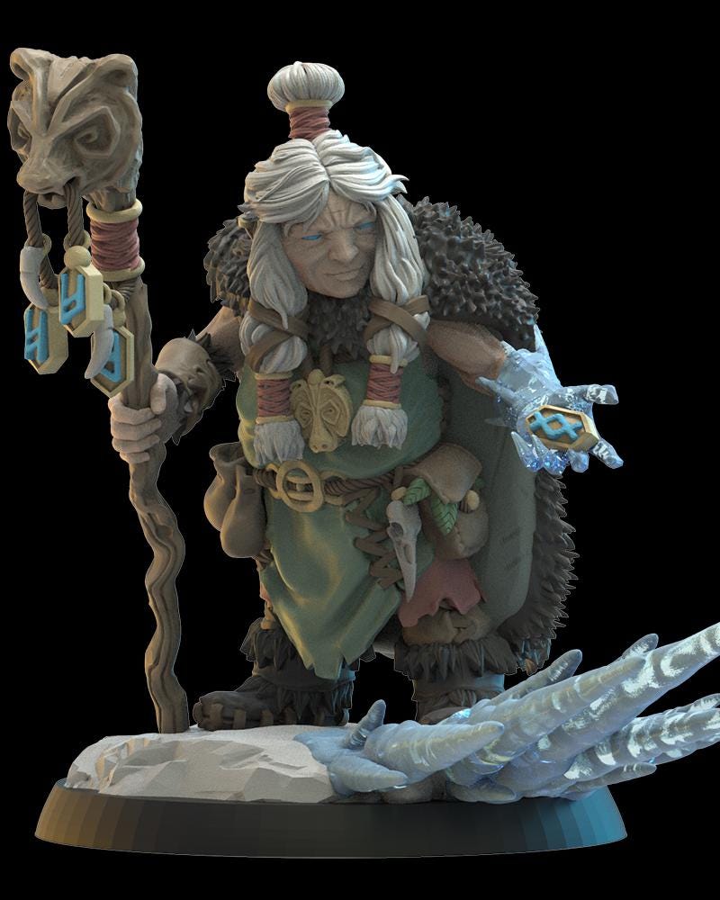 3d Printed Nanna, Dwarf Runemaster by Lost Kingdom Miniatures