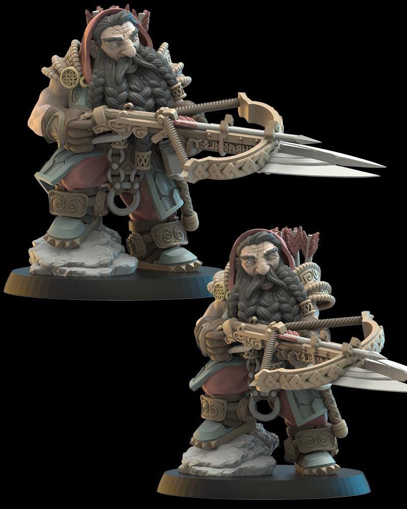 3d Printed Harald, Dwarf  Armbrost Hero by Lost Kingdom Miniatures