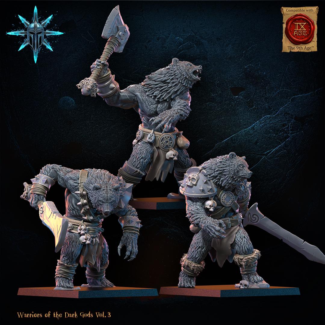 3D Printed Chaos Werebears by Lost Kingdom Miniatures