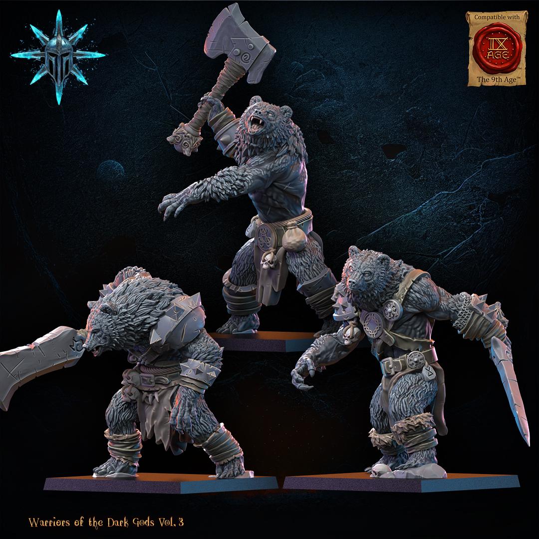 3D Printed Chaos Werebears by Lost Kingdom Miniatures