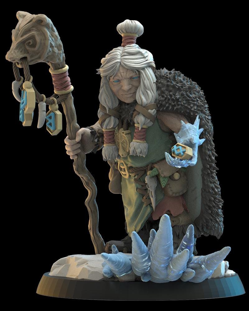 3d Printed Nanna, Dwarf Runemaster by Lost Kingdom Miniatures