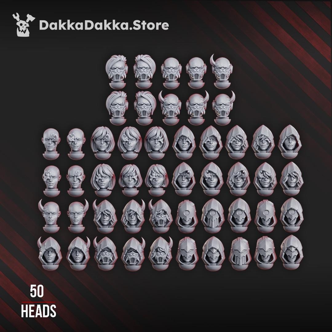 3D Printed Unholy Space Coven Heads Set by DakkaDakka Miniatures
