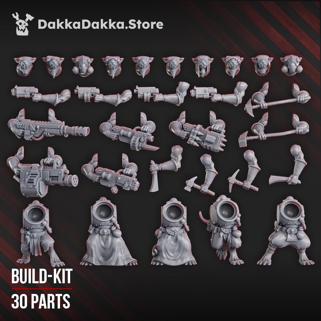 3D Printed Rat Miner Swarm by DakkaDakka Miniatures