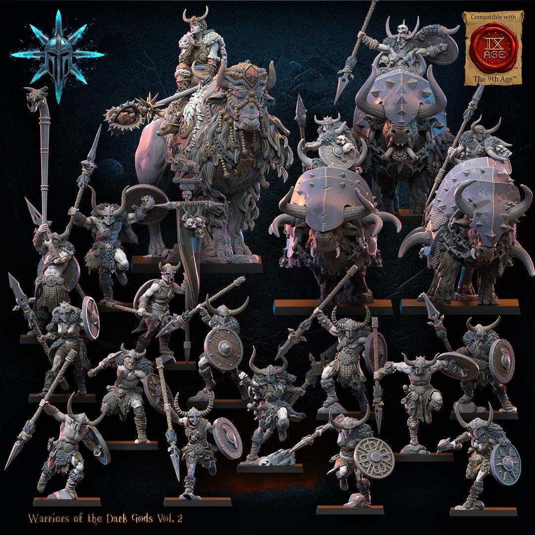 3D Printed Chaos Barbarian Riders x3 by Lost Kingdom Miniatures