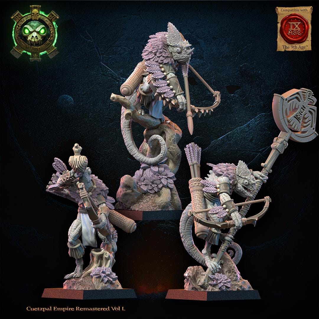 Commanding Lizard 3d Printed Lizard Kin Archer Command Group by Lost Kingdom Miniatures ...