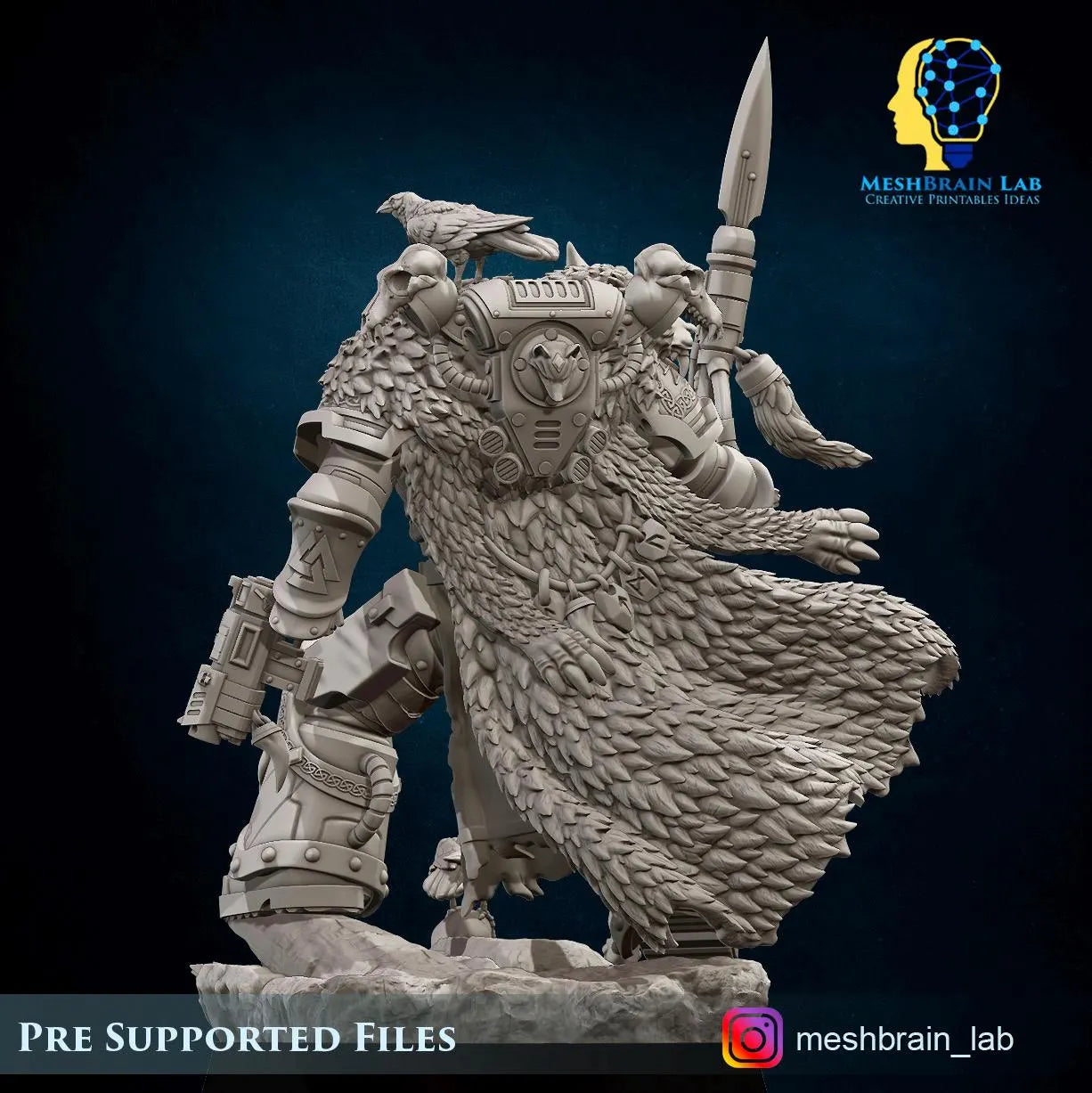 3d Printed Sons of the Aesir Chapter Lord by Meshbrain Labs Miniatures