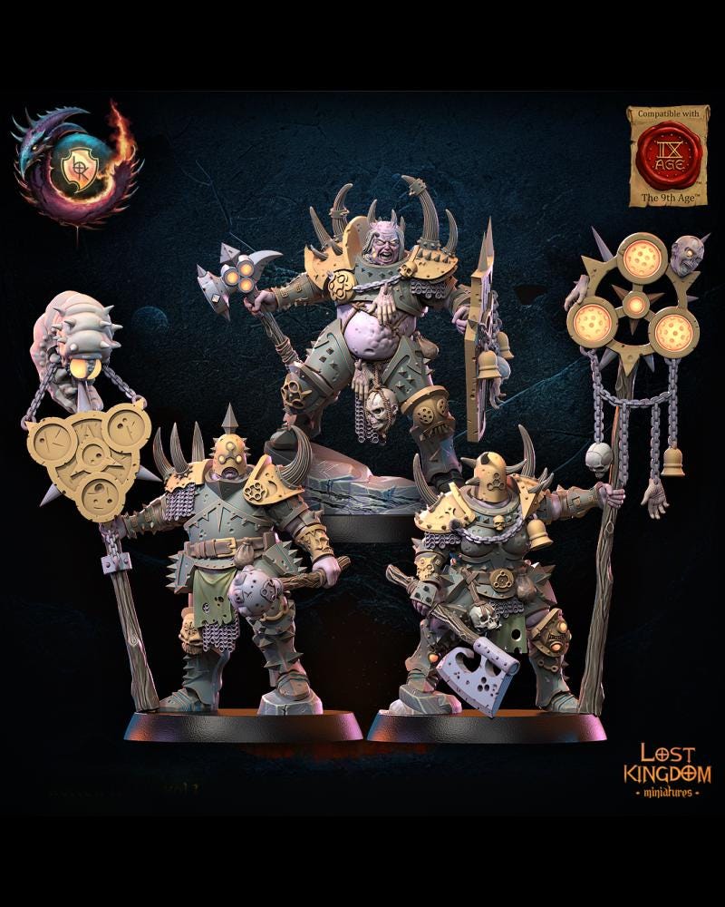 3D Printed Gluttony Warriors Command Group by Lost Kingdom Miniatures