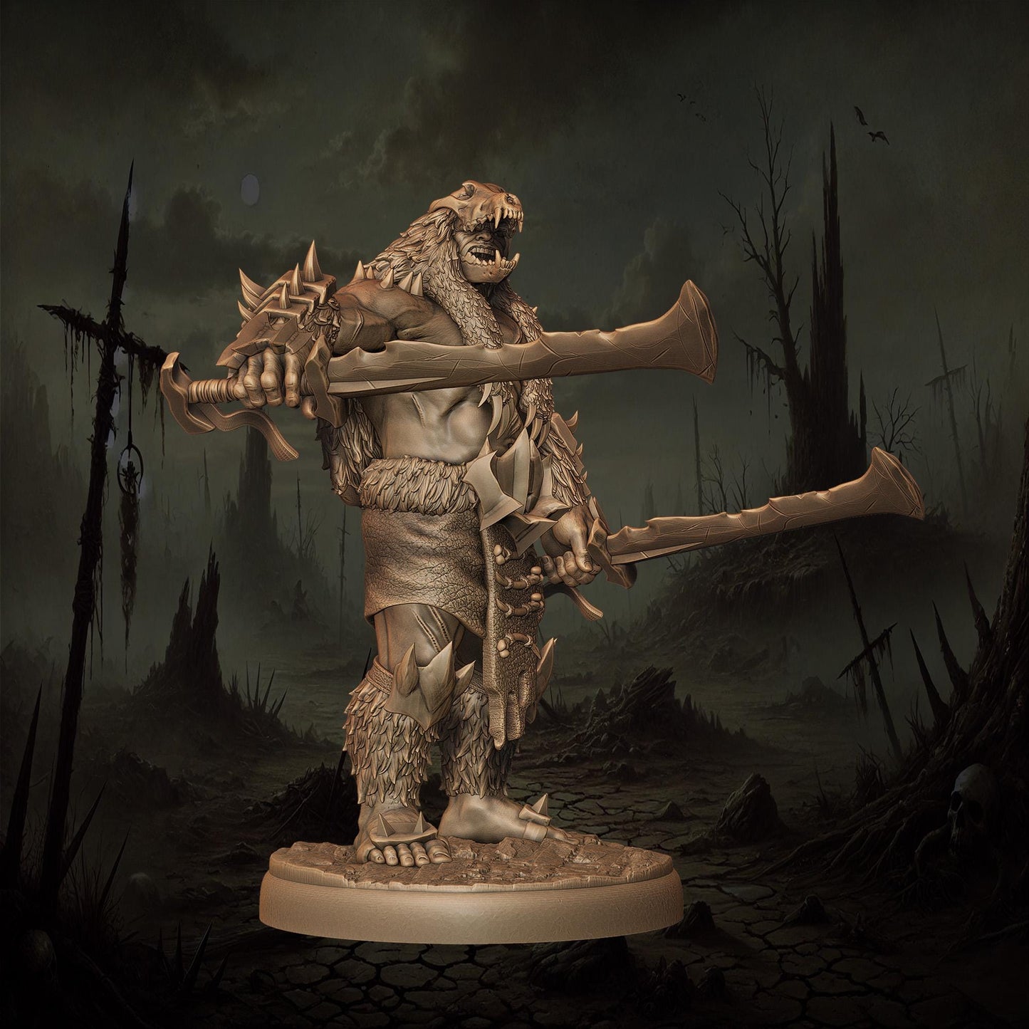 3D printed Orc Houndmasters by Monolith Arts