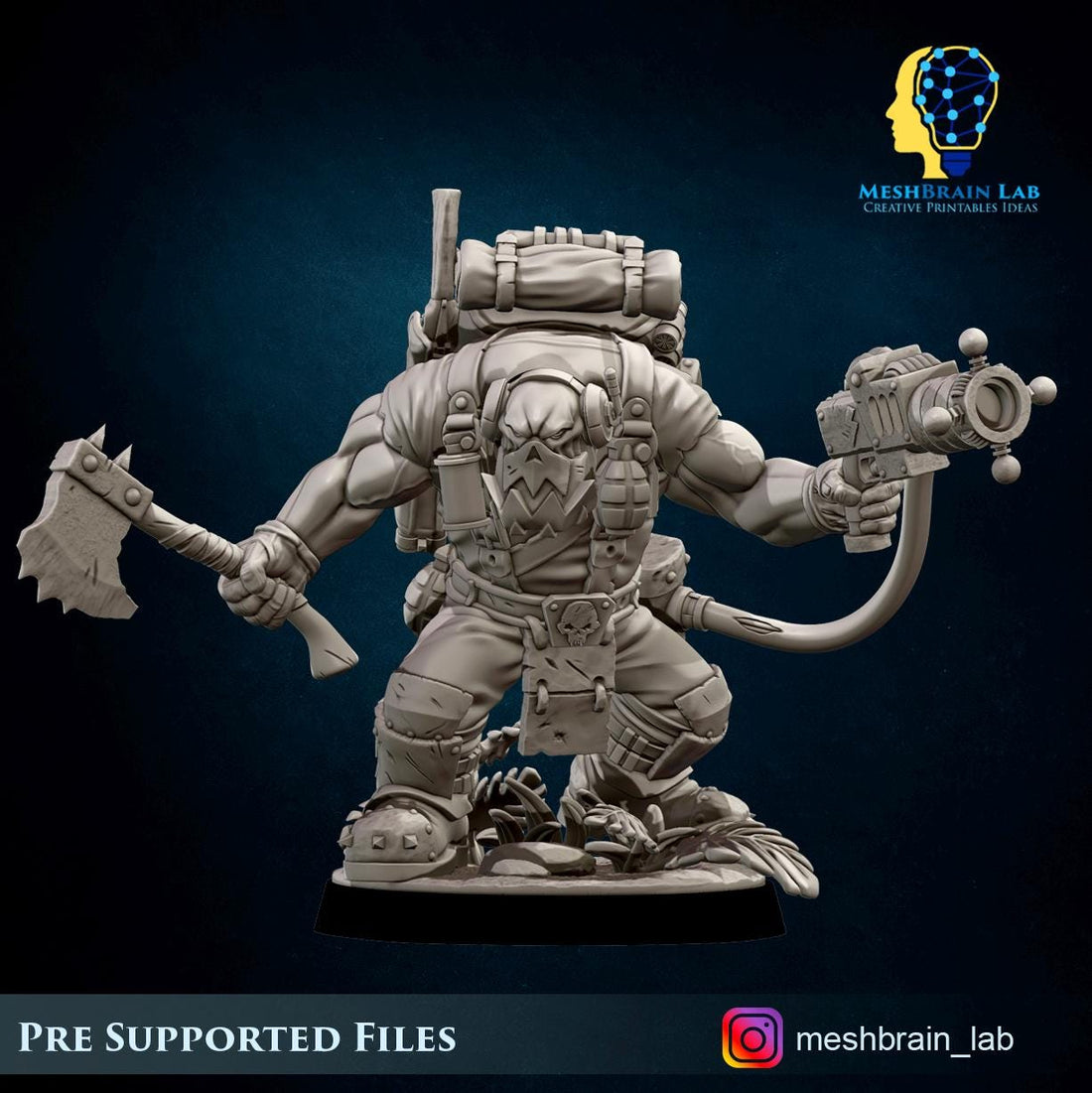 3d Printed Ork Commando with Energy Gun by Meshbrain Labs Miniatures ...