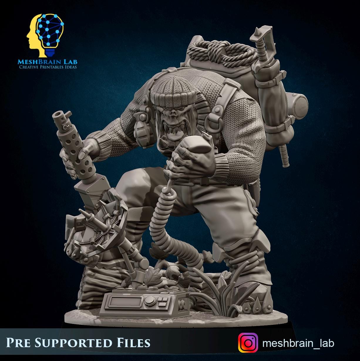 3d Printed Ork Commando Radio Operator by Meshbrain Labs