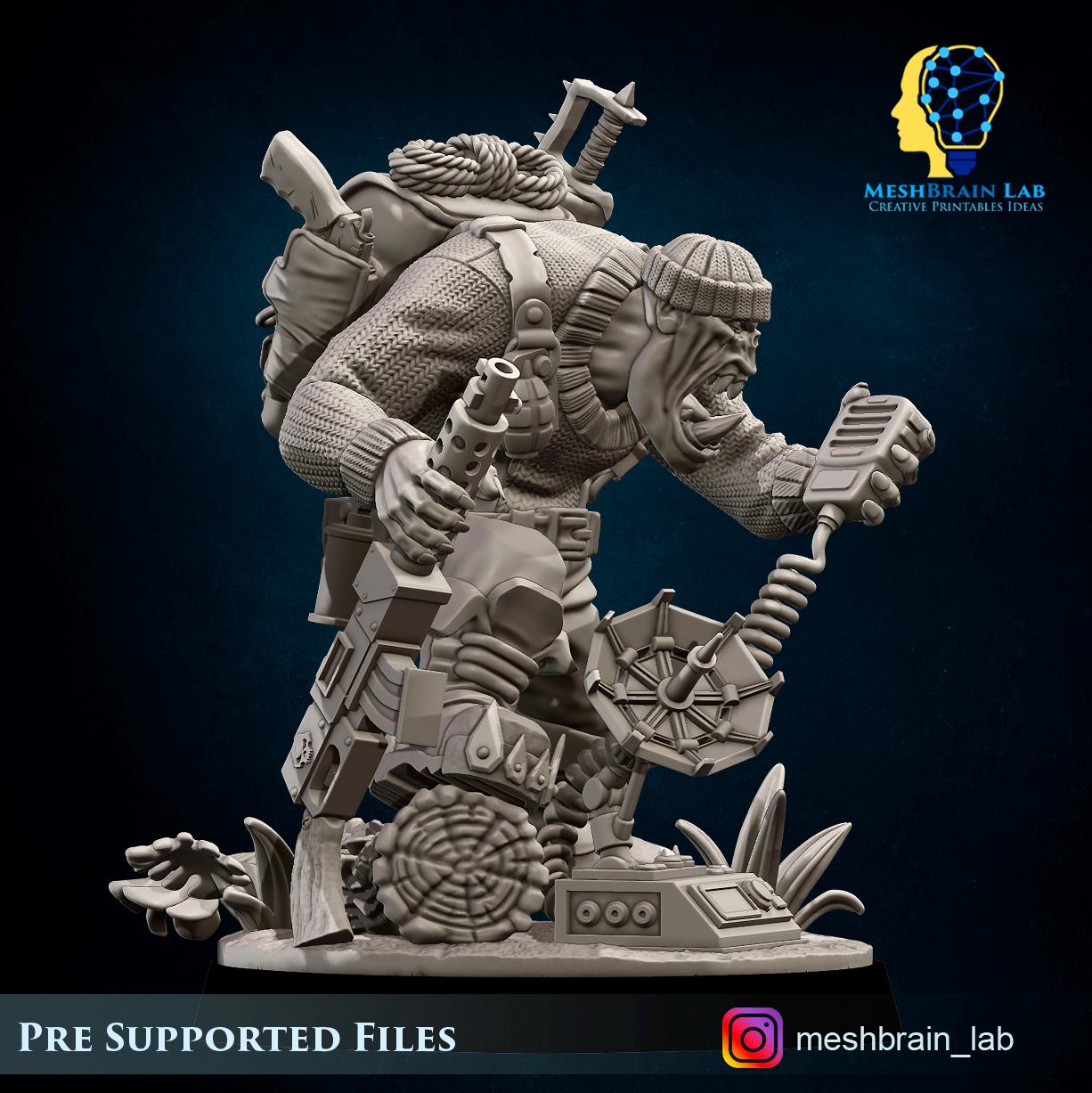 3d Printed Ork Commando Radio Operator by Meshbrain Labs