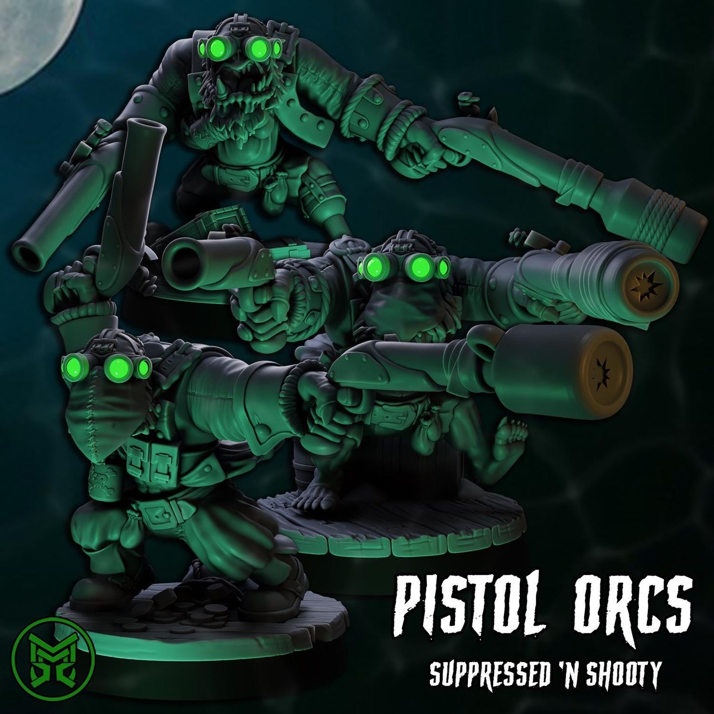 3d Printed Sneaky Pirate Orc Pistoleers x6 by Mekka Miniatures