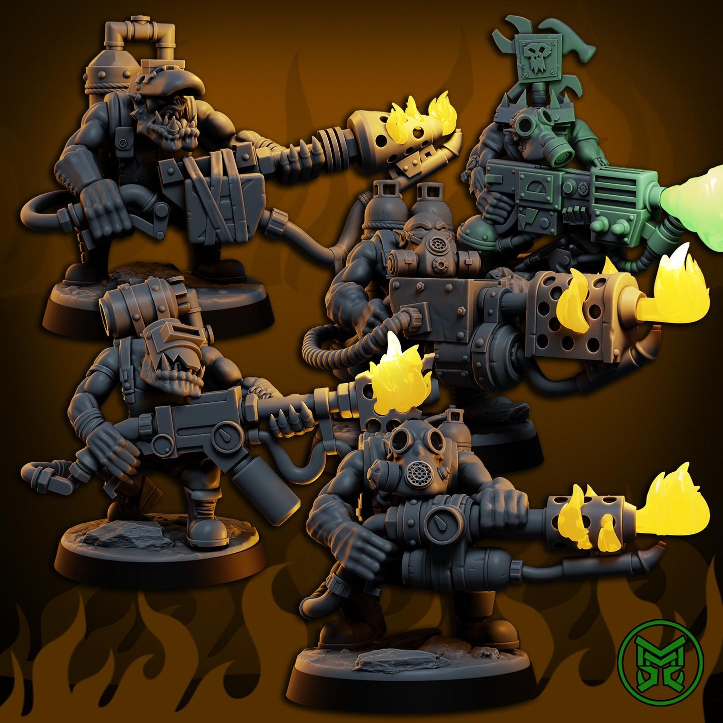 3d Printed Ork Flamerz by Mekka Miniatures