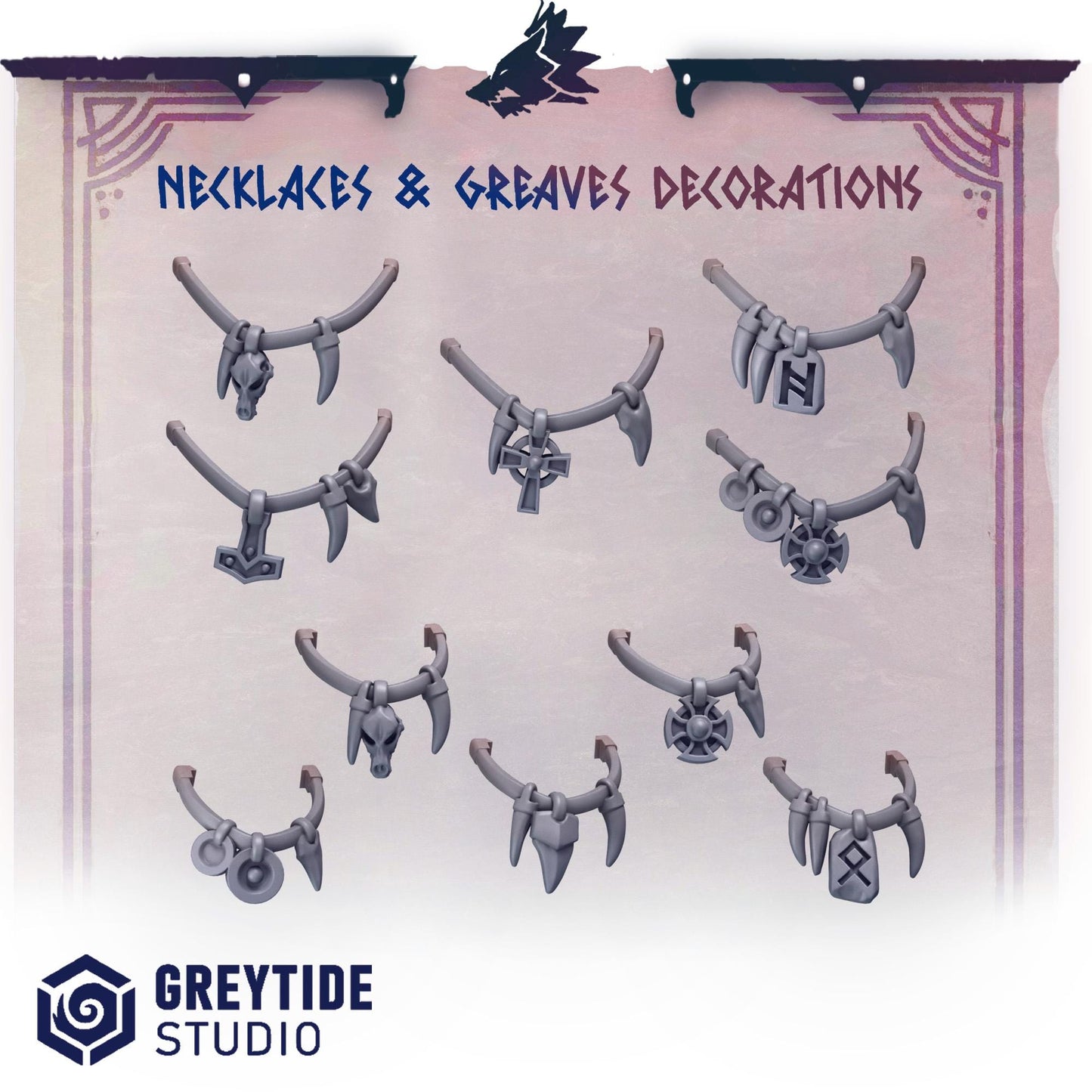 3d Printed Necklaces and Greaves Decorations x10 by Greytide Studio