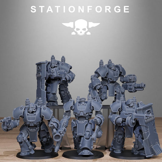 3D Printed GrimGuard Power Armor x5 by StationForge Miniatures