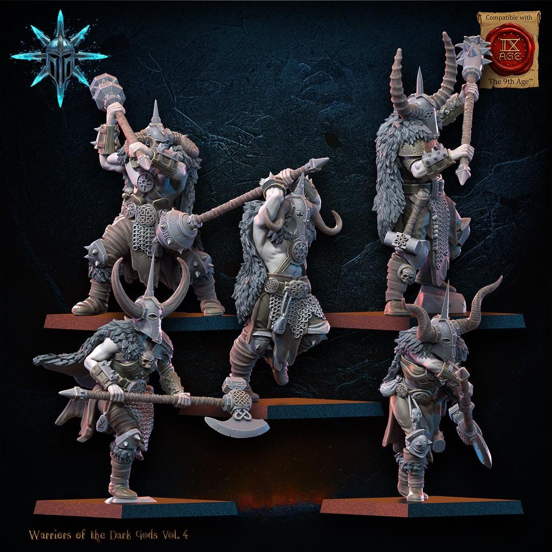 3D Printed Heavy Weapon Chaos Barbarian Regiment x10 by Lost Kingdom Miniatures