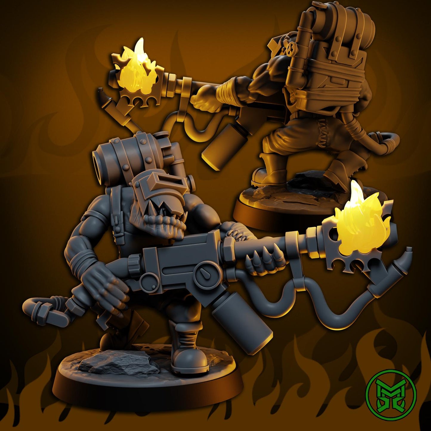 3d Printed Ork Flamerz by Mekka Miniatures