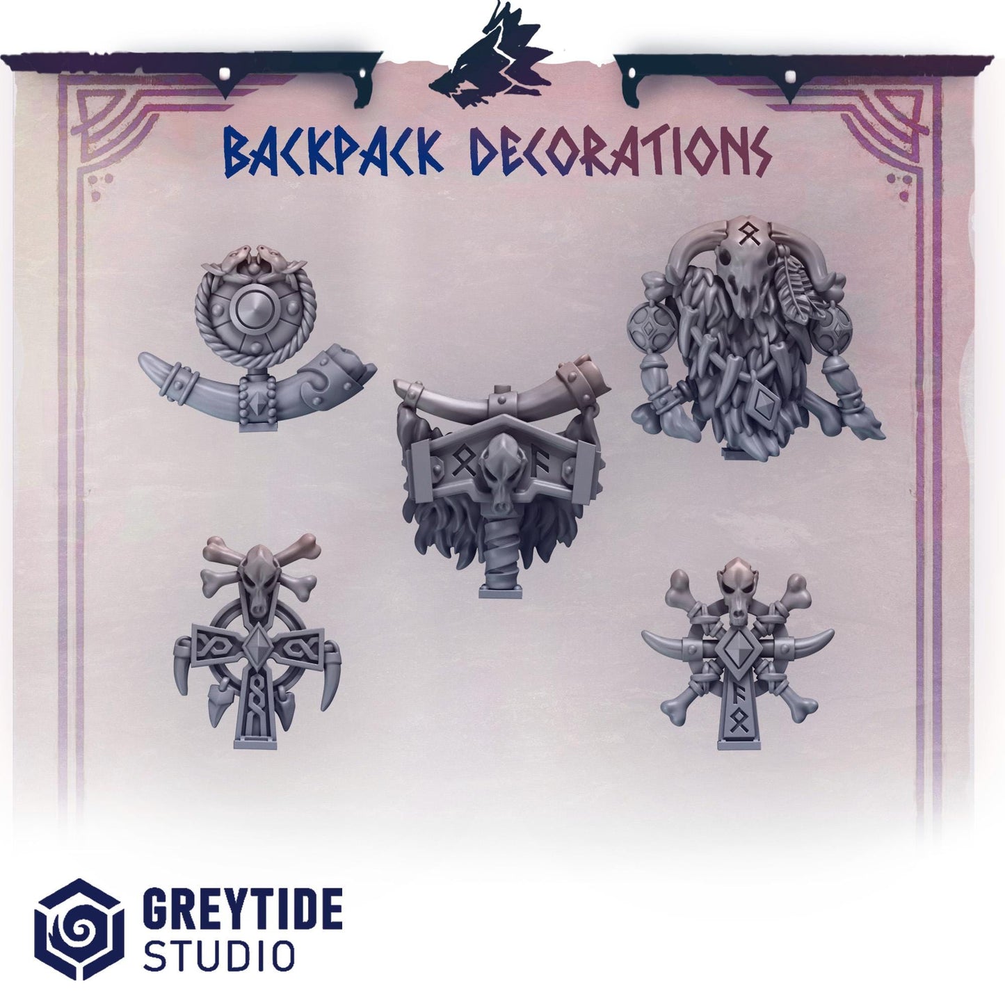3d Printed Primal Hounds Backpack Decorations by Greytide Studio
