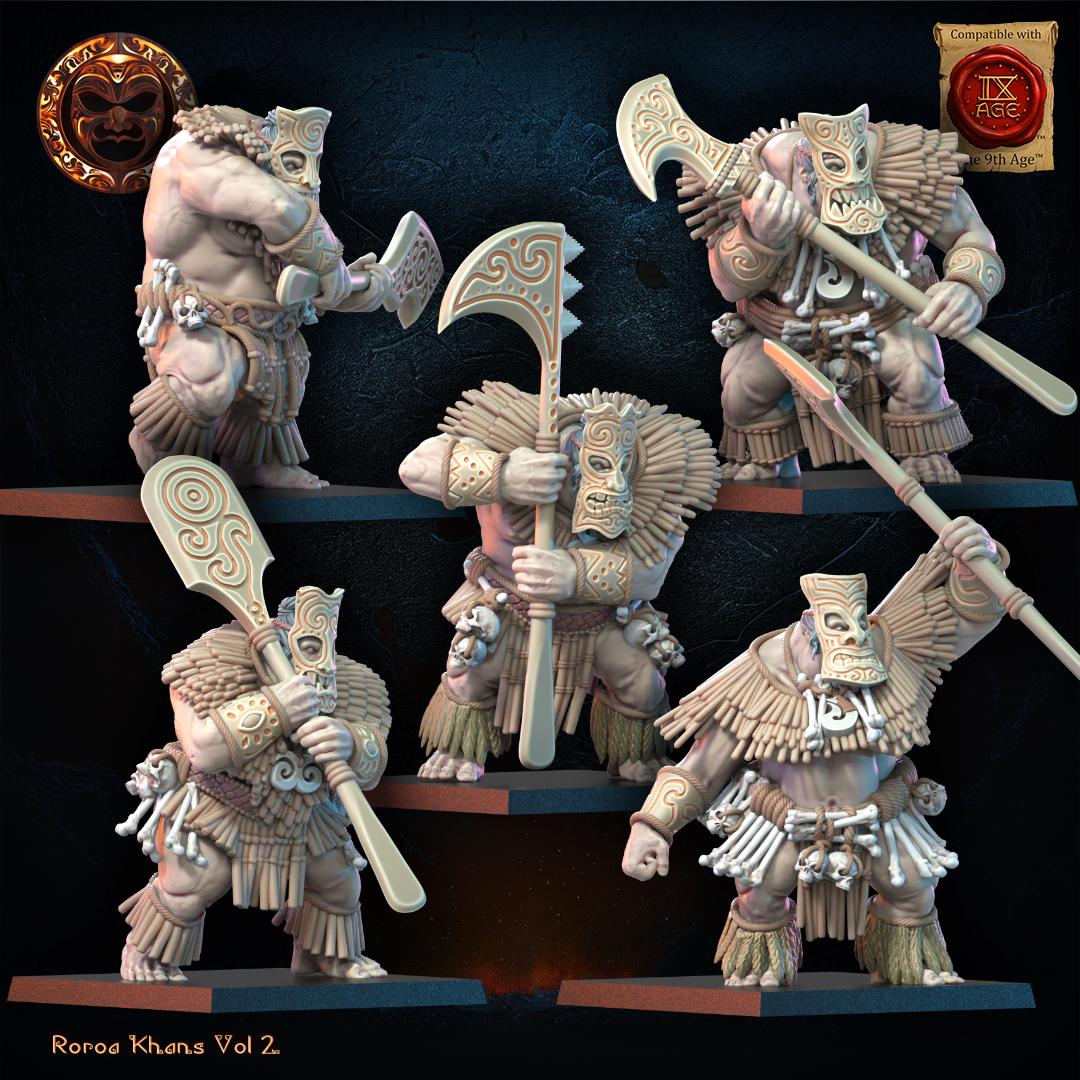 3D Printed Roroa Khans Tiki Regiment x10 by Lost Kingdom Miniatures