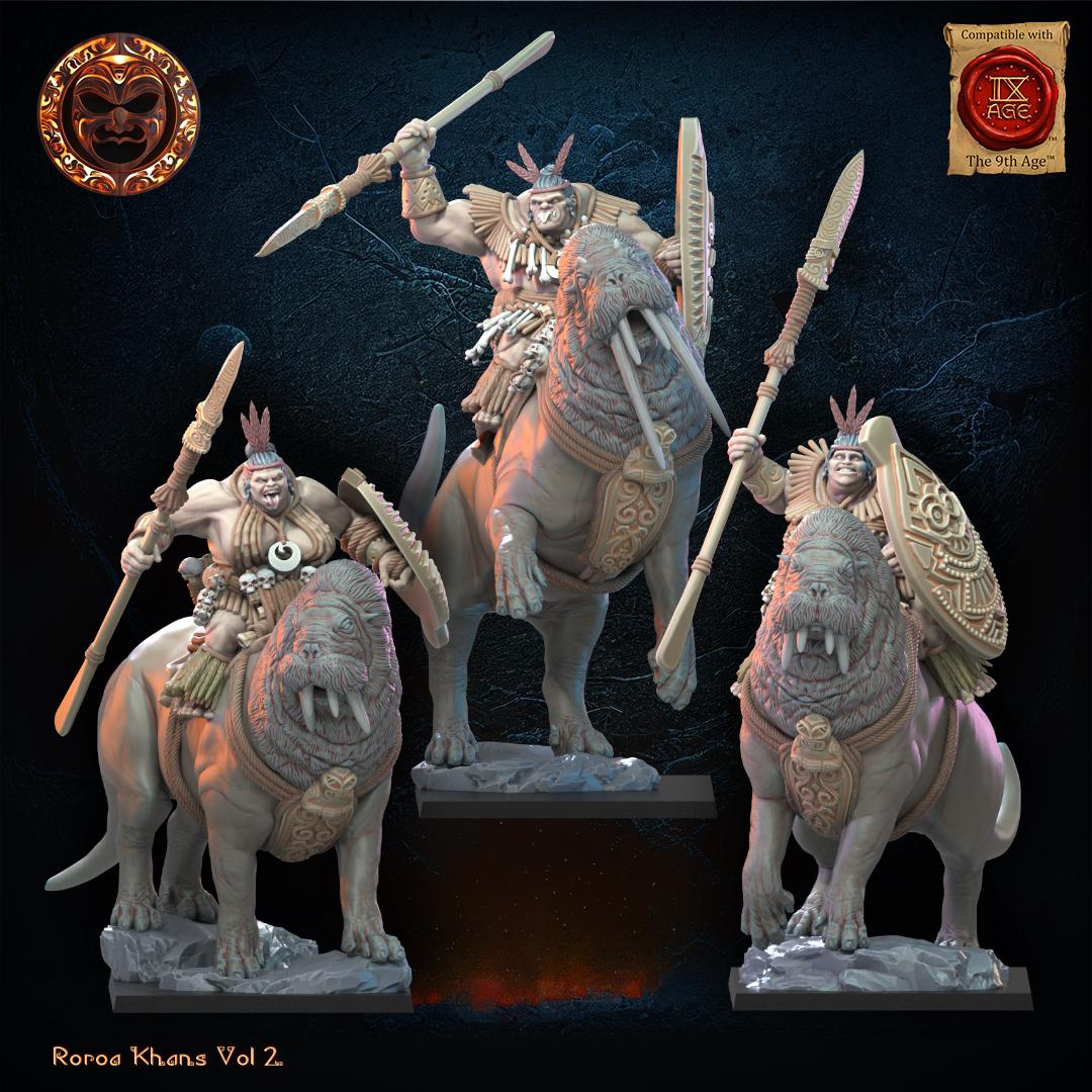 3D Printed Rora Khan Tusk Riders by Lost Kingdom Miniatures
