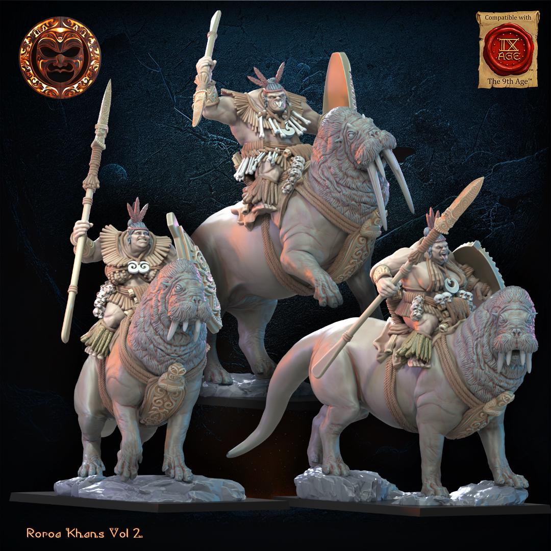 3D Printed Rora Khan Tusk Riders by Lost Kingdom Miniatures