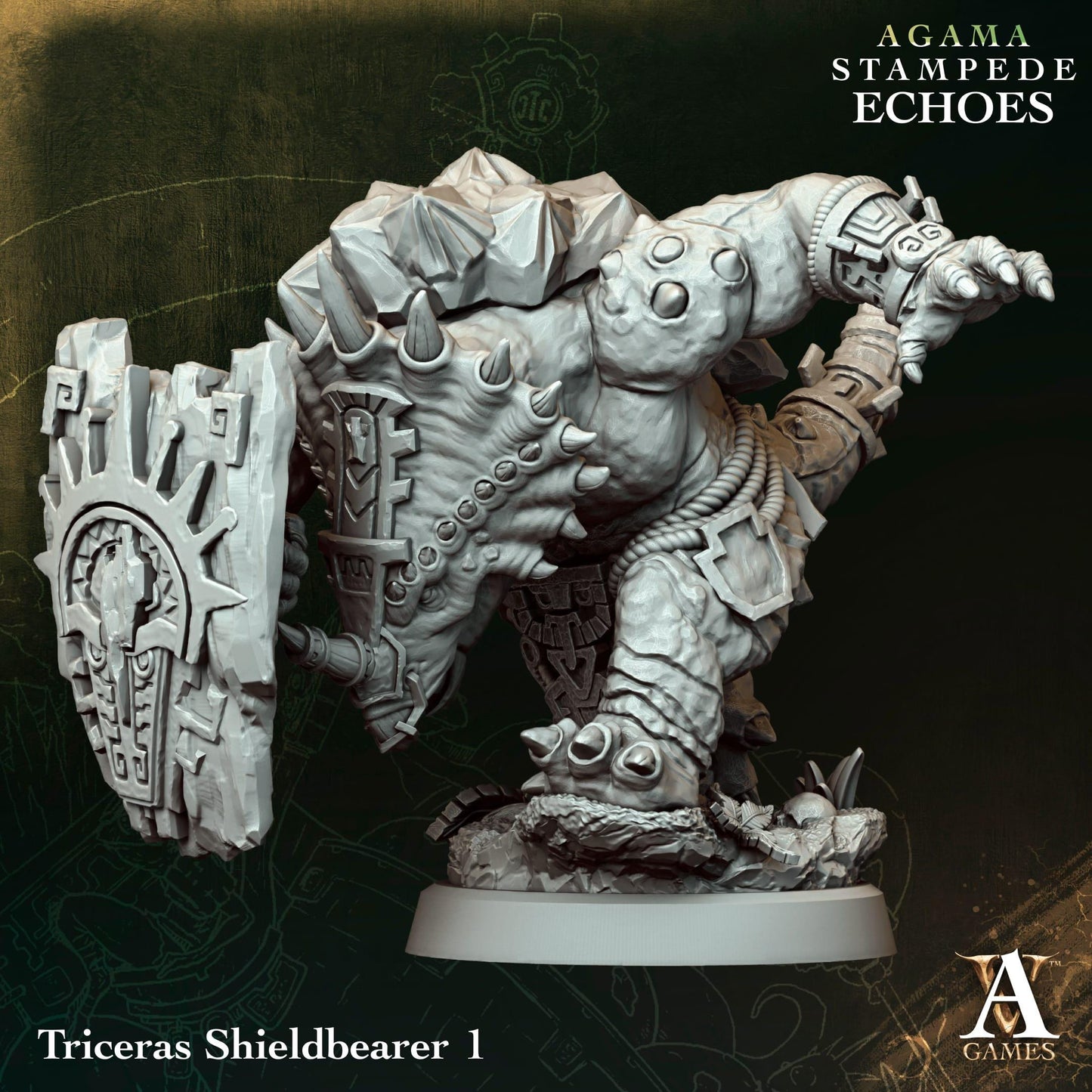 3D Printed Triceras Shieldbearer by Archvillain Games