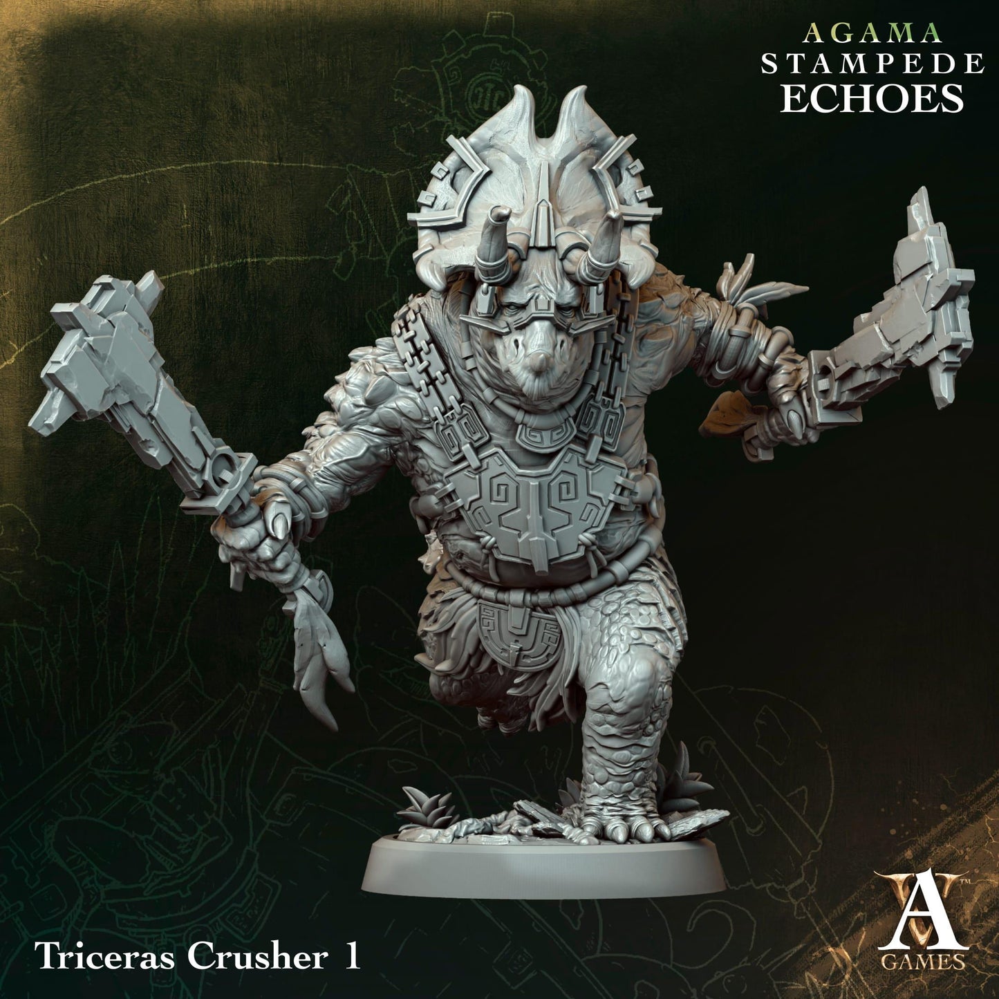 3D Printed Triceras Crusher by Archvillain Games