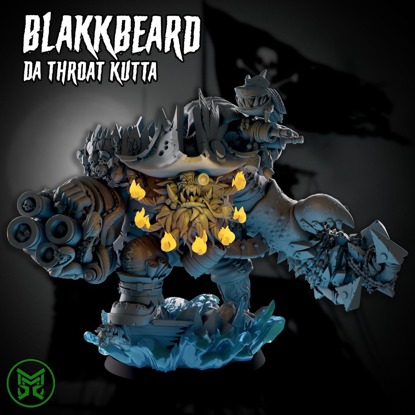 3d Printed Blakk Beard Throat Kutta by Mekka Miniatures