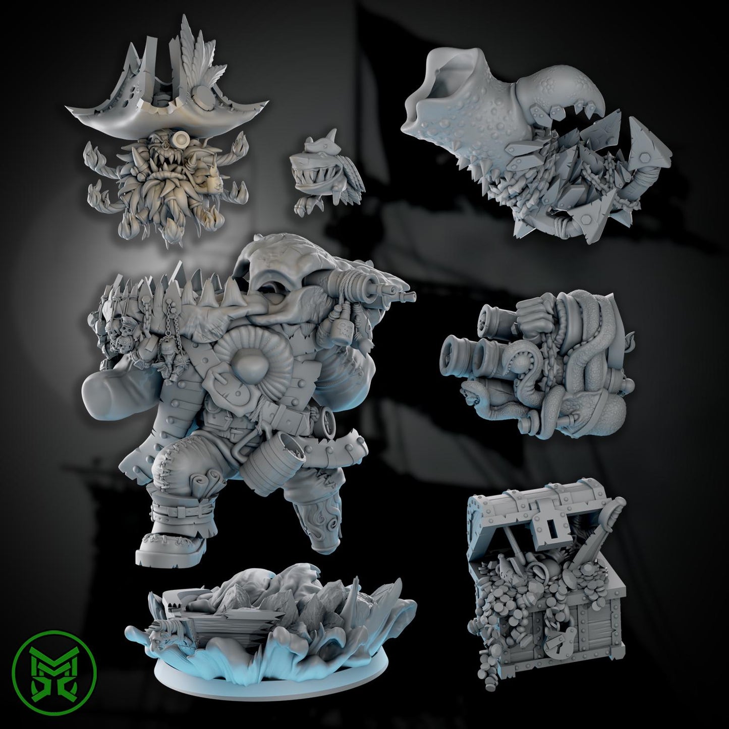 3d Printed Blakk Beard Throat Kutta by Mekka Miniatures