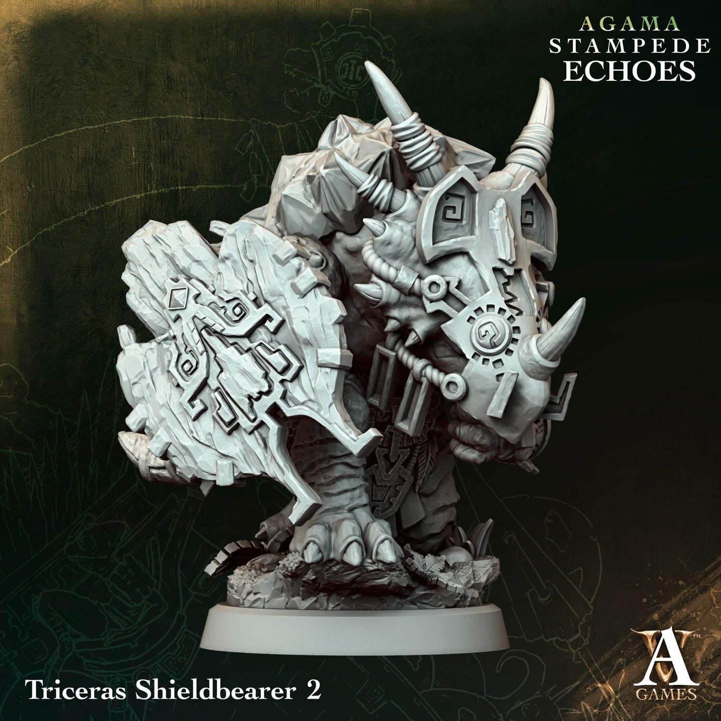 3D Printed Triceras Shieldbearer by Archvillain Games