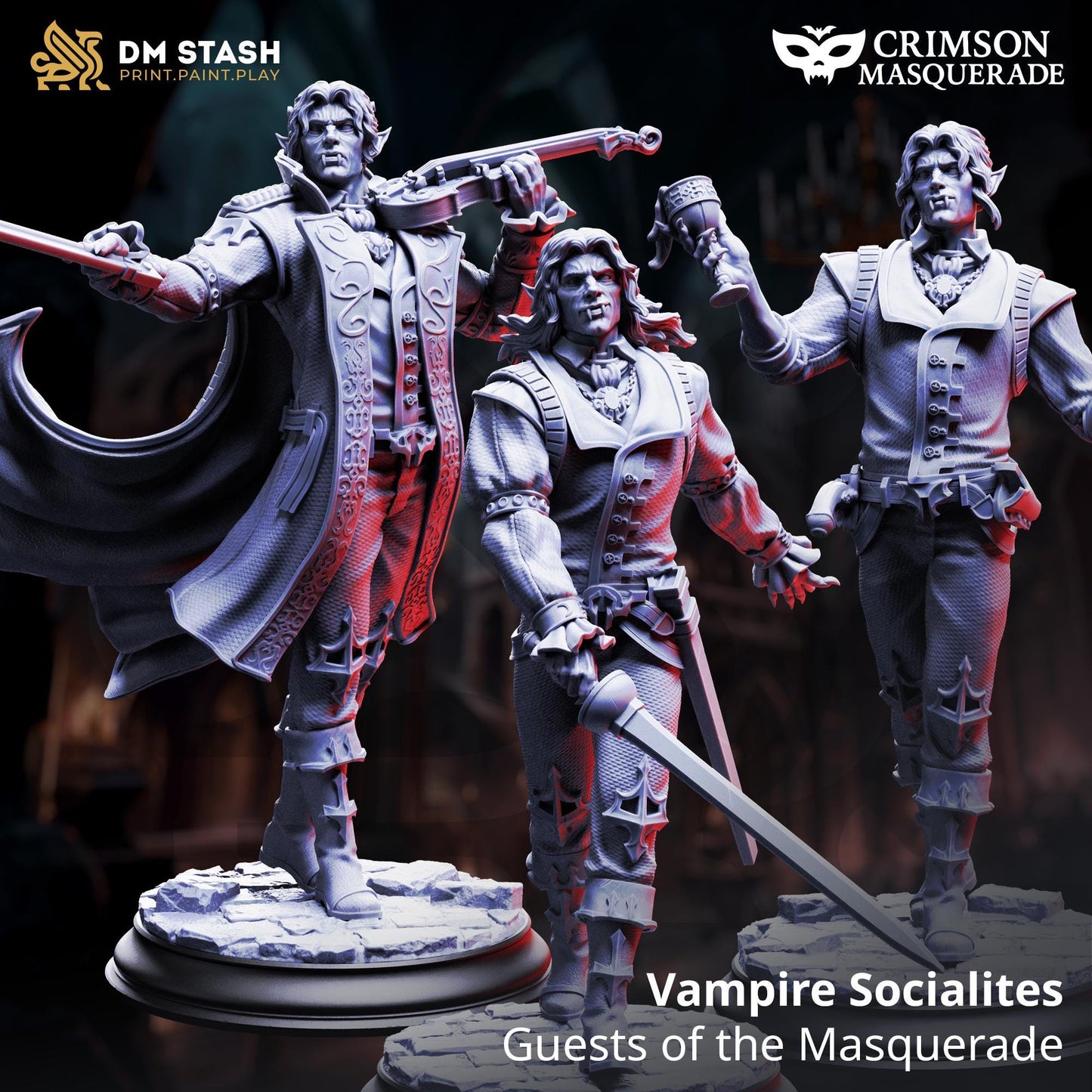 3D Printed Vampire Socialites x3 by DM Stash