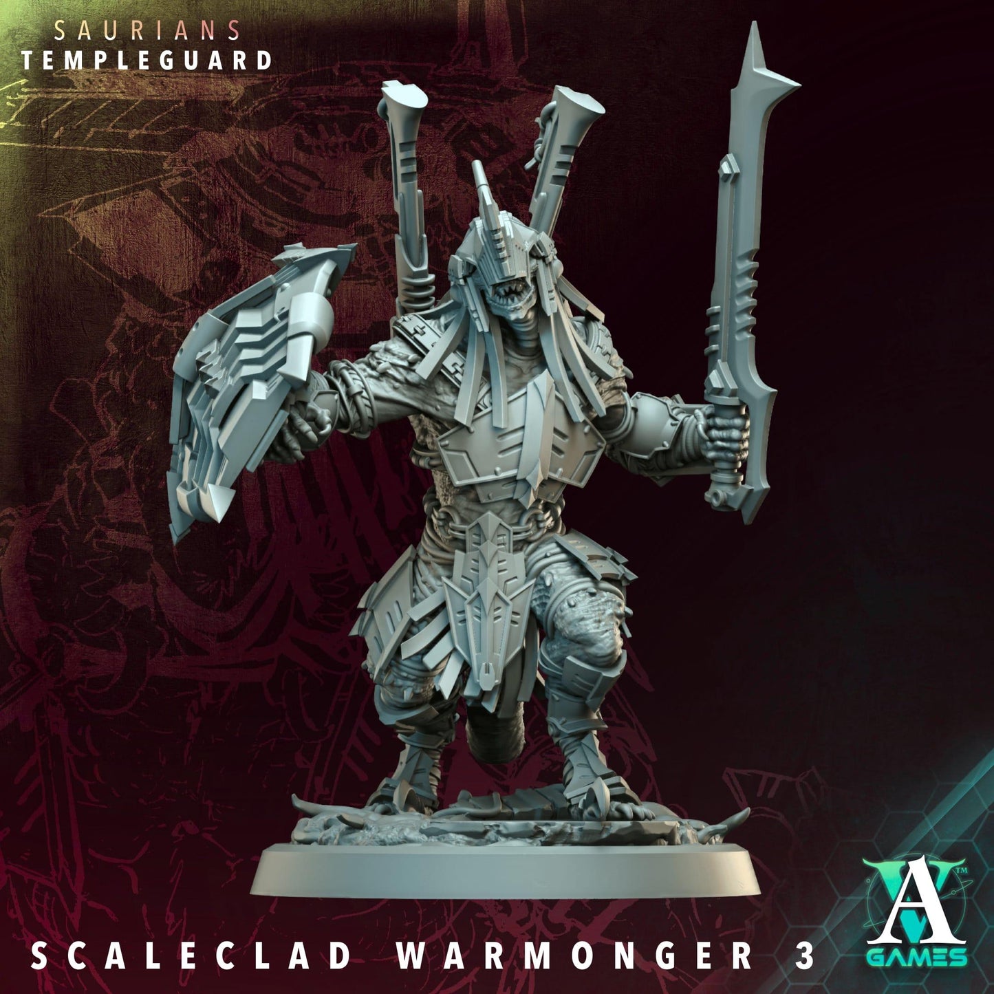 3D Printed Scaleclad Warmongers by Archvillain Games