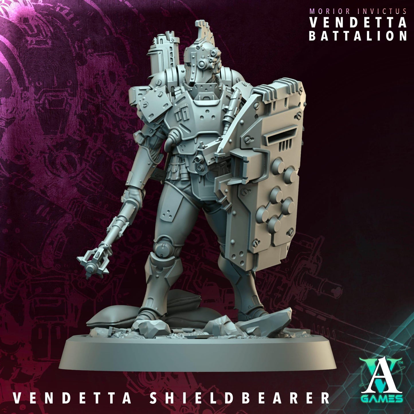 3D Printed Vendetta Shieldbearer by Archvillain Games