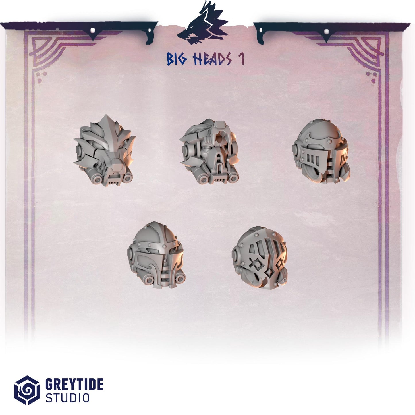 3d Printed Primal Hounds Heavy Armor Helmets x10 by Greytide Studio