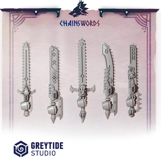 3d Printed Primal Hounds Big Chainswords x10 by Greytide Studio